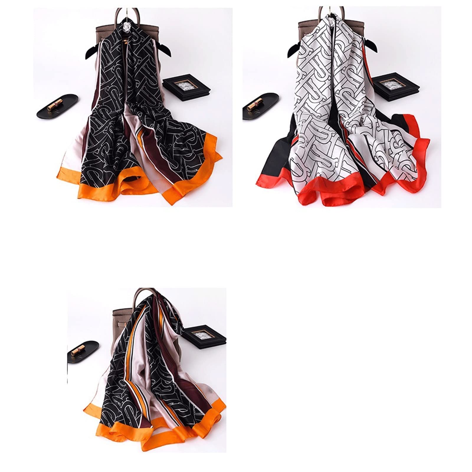 ACiyD Foulards pour Dames Écharpe en Satin de Soie Hiver 180X90CM Grand châle Automne Serviette de Plage Anti-poussière Mode Impression Écharpe Solaire (Couleur : 02, Taille : 180X90CM) (2 180X90CM)