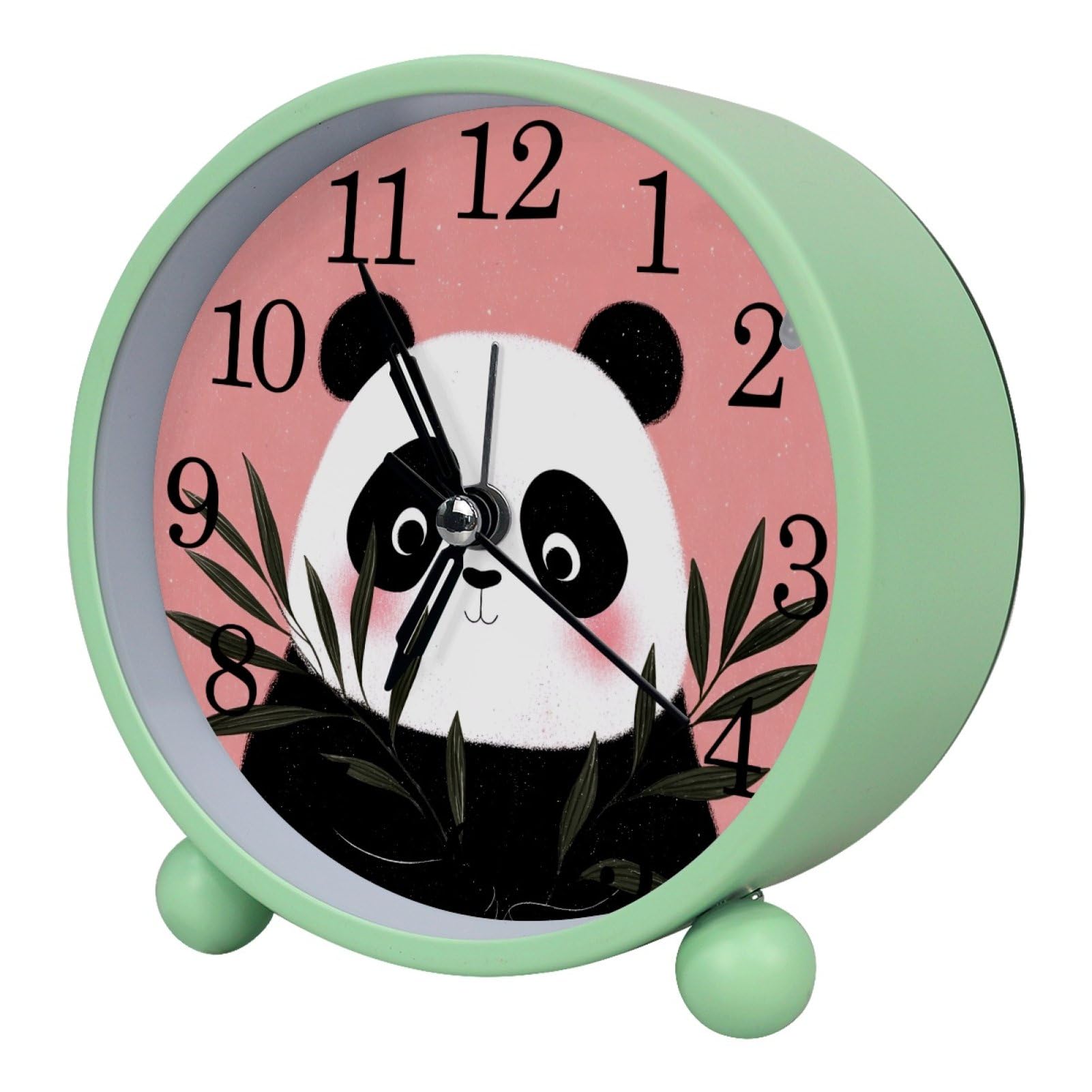 etoenbrc Cute Panda Alarm Clock,Small Battery Operated Clock, Slient Plastic Table Clock for Living Room Bedroom and Office Decor