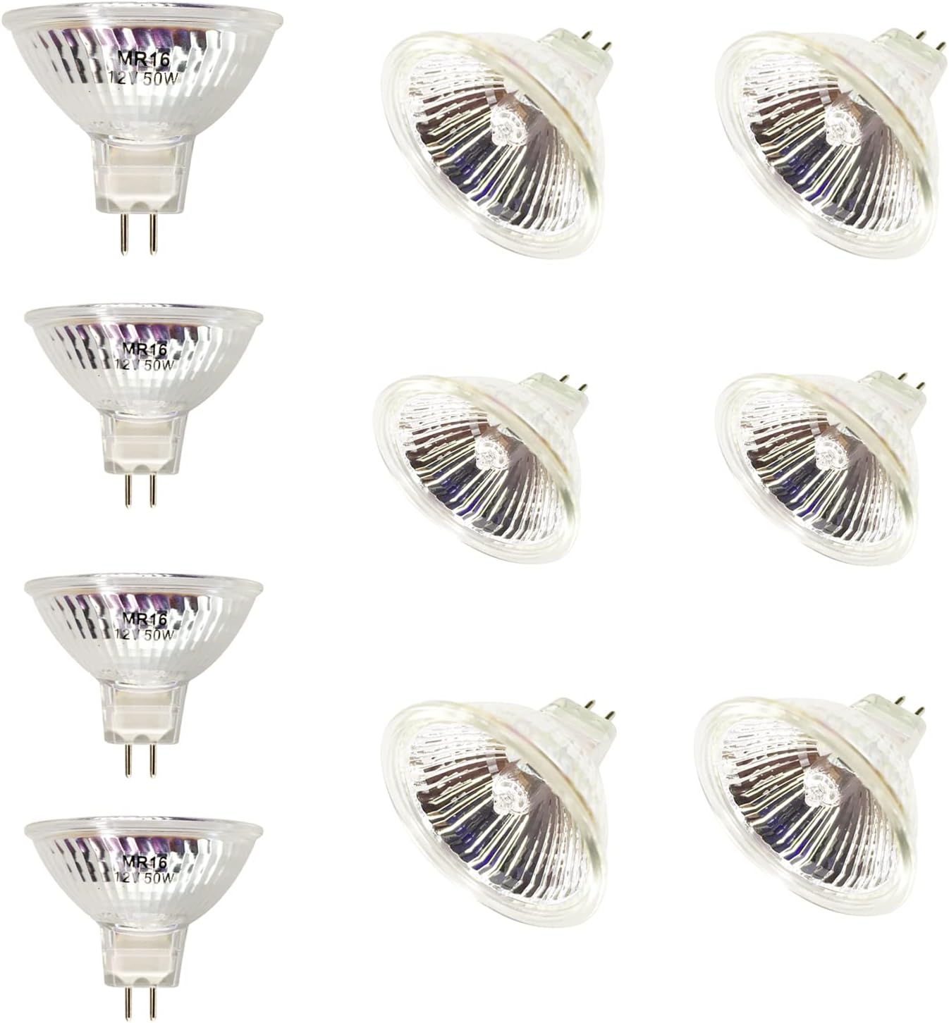 MR16 Halogen Light Bulbs 50W GU5.3 12V Dimmable 2800K Warm White Spotlight for Ceiling Light GU5.3 Bi Pin Base Spot JC Precision Halogen Reflector Light for Puck Light Chandeliers (10pcs)