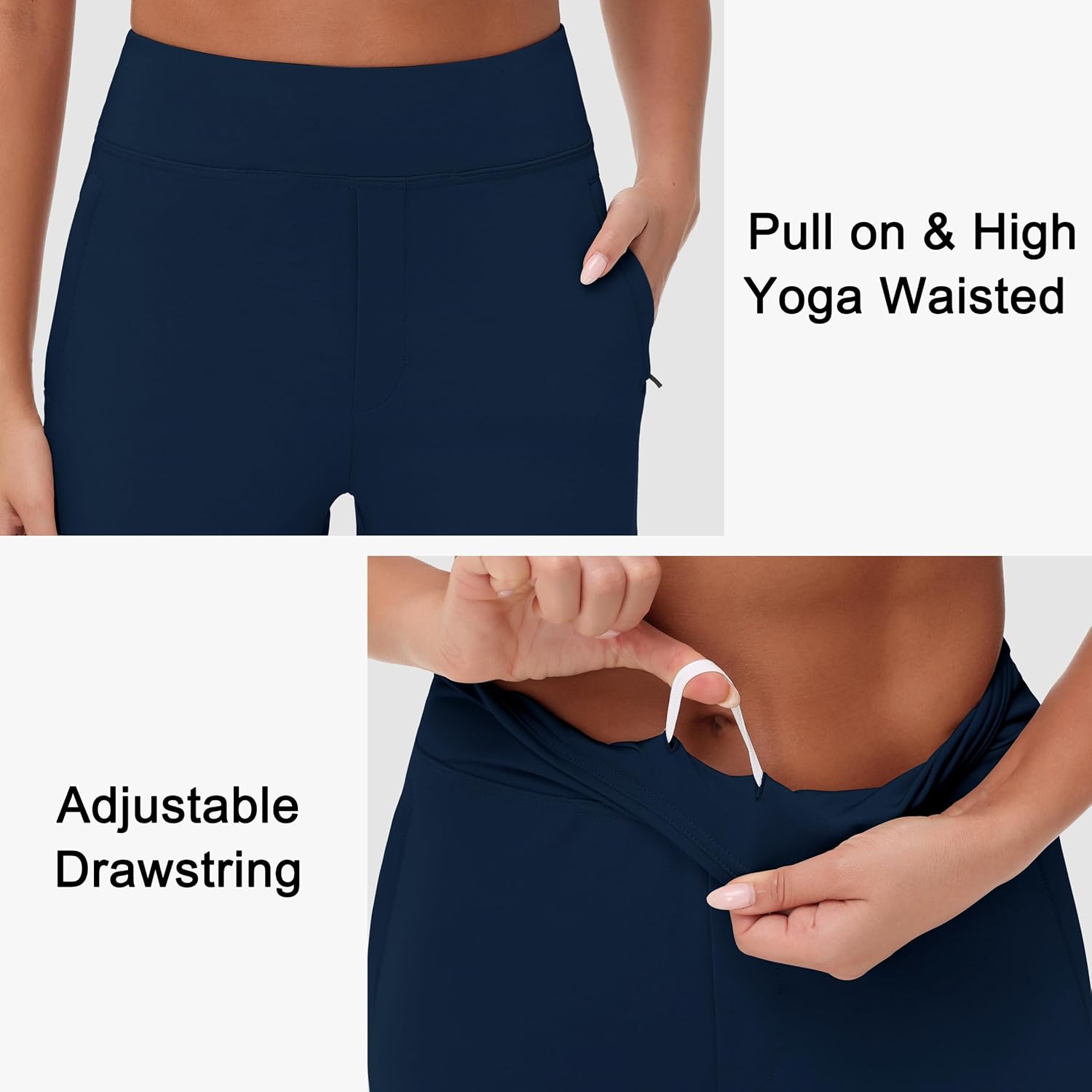 25"/27" Womens Golf Pants Stretch Travel Ankle Cropped Pant High Waist with Zipper Pockets 7/8 Work Business Casual - Image 4