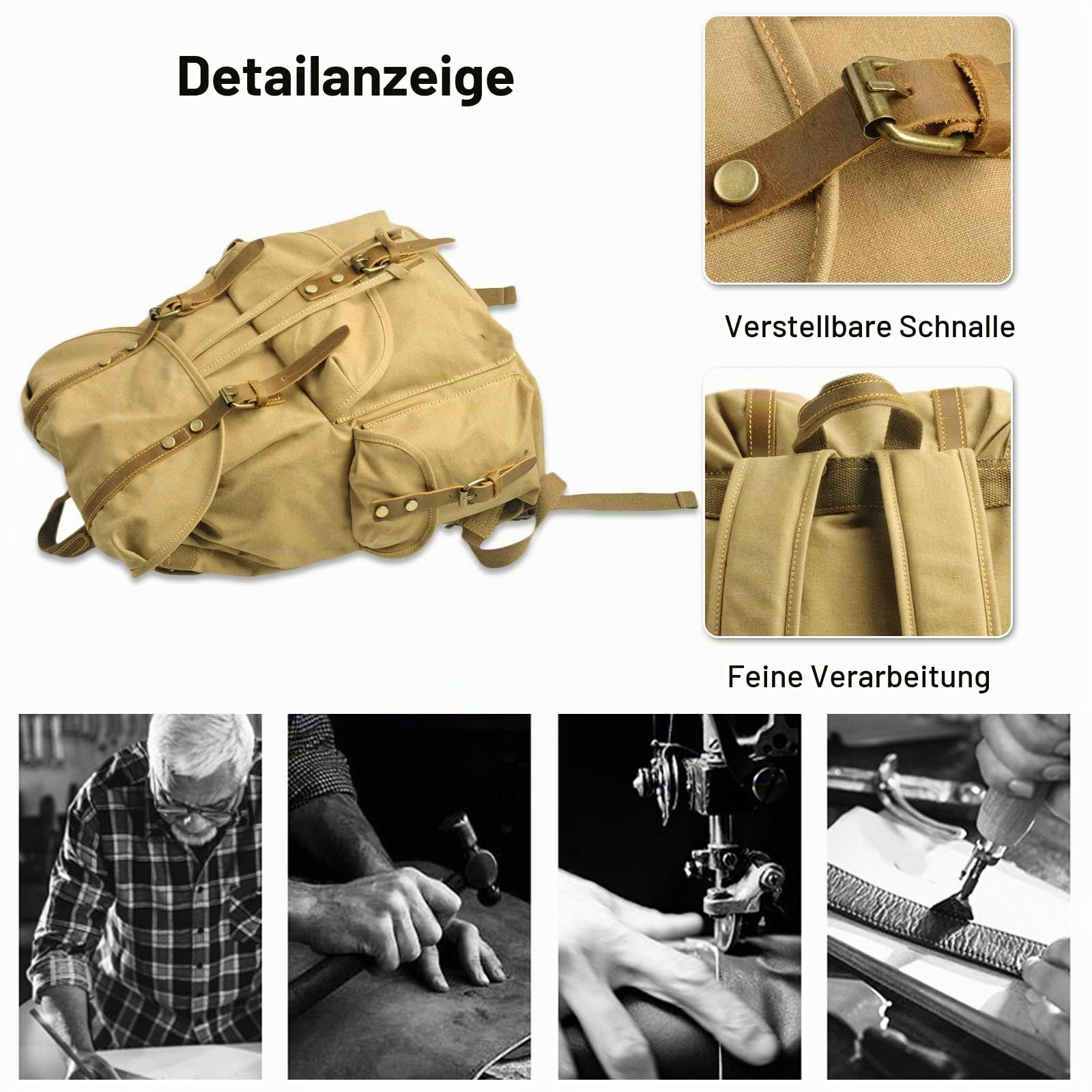 FANDARE Leinwand Wanderrucksack Rucksack Schulranzen Schultaschen mit Kordelzug Trekkingrucksack Reiserucksack Outdoorrucksack für Herren Damen Camping Radfahren Klettern Bergsteigen und Reisen Sport