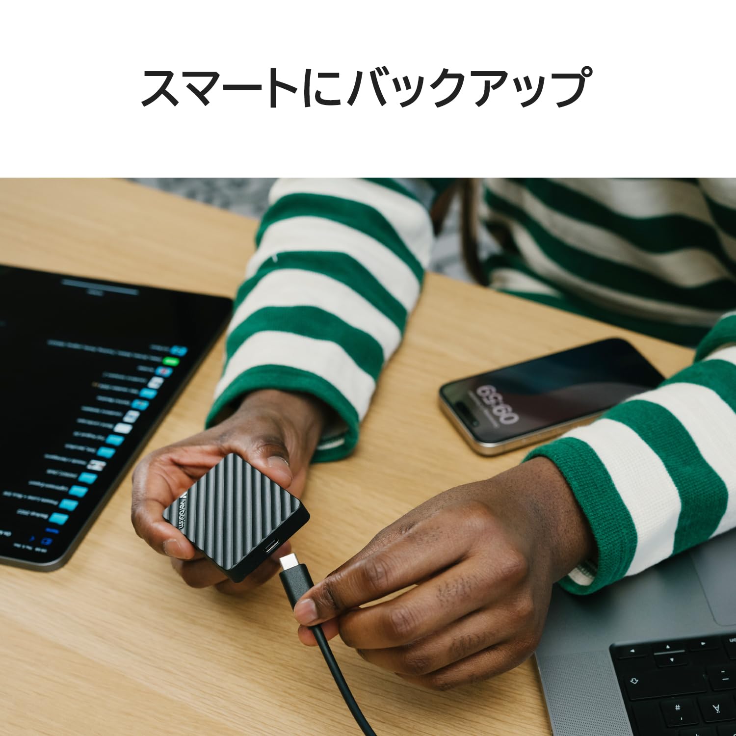 外付けハードディスク・ドライブ Verbatim Store 'n' Go Mini Stripe 2TB Verbatim】バーベイタム 超小型SSD Store 'n 'Go Mini Stripe (512GB
