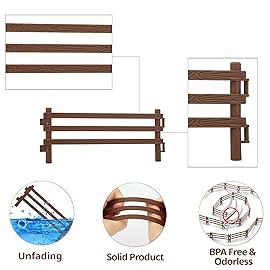 Toymany 24PCS Plastic Corral Fencing Playset Accessories for Farm Animals Figurines, Cake Toppers - Educational Gift for Kids and Toddlers