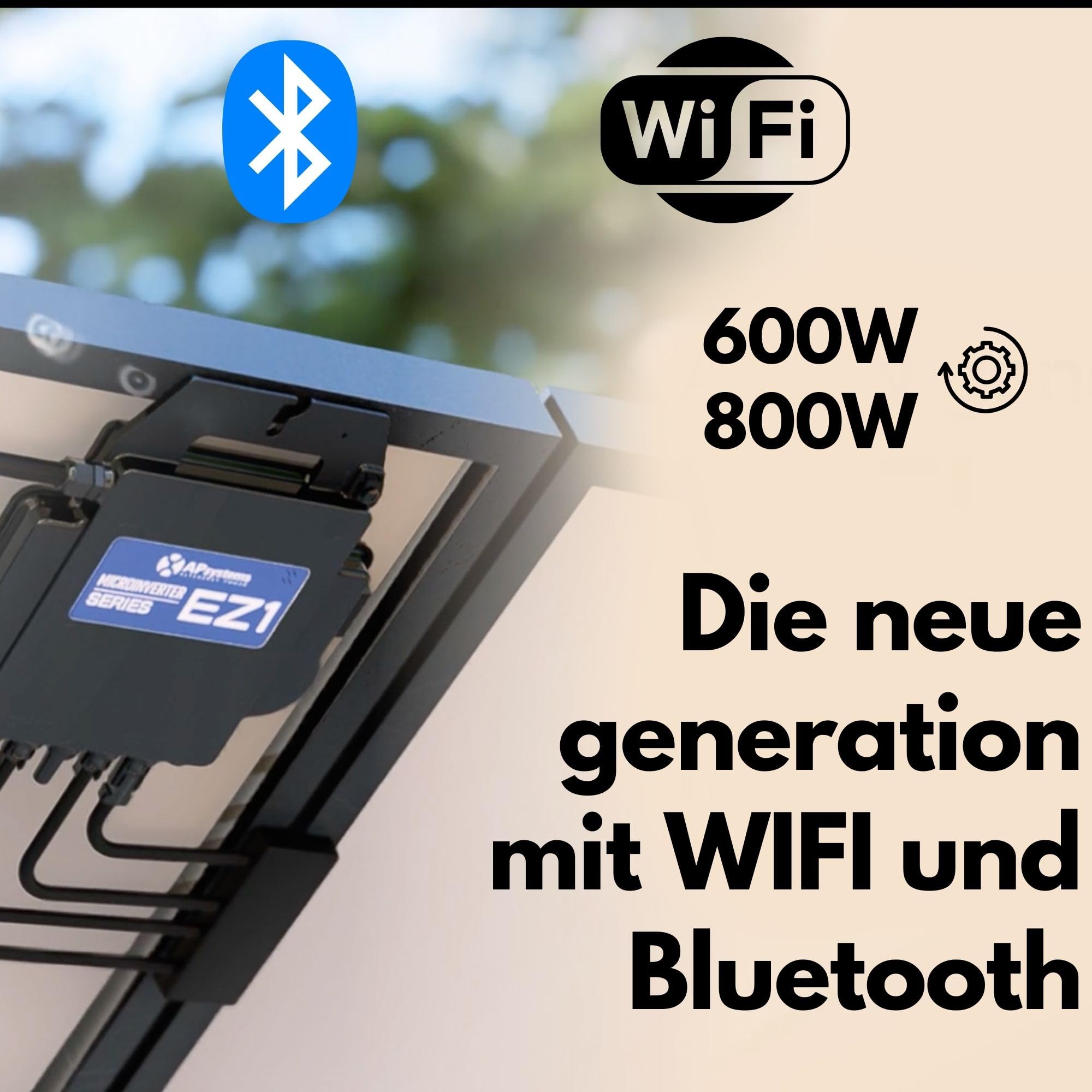Wechselrichter 800W - APSystems EZ1-M 800Watt Mikrowechselrichter 800w mit WLAN & Bluetooth | Plug & Play Wechselrichter Balkonkraftwerk, 800w Wechselrichter PV VDE Zertifiziert