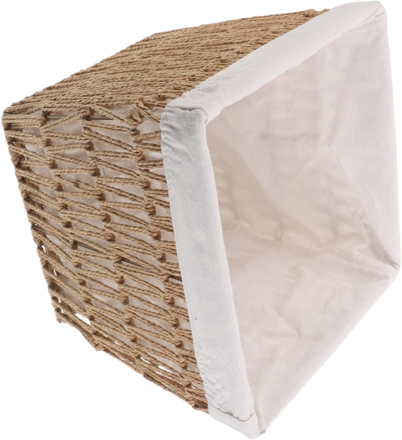Handwoven European Bread Basket with Cotton Liner and Paper Rope, Decorative Woven Bread Serving Basket for Kitchen Storage and Picnic Use