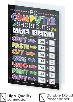 16x24 Computer Lab School Sign Poster Unframed, Classroom Decor, IT Computers Teacher Technology Class Poster, Computer Shortcuts Chalkboard Poster, Social Worker Office Decor (No Frame)