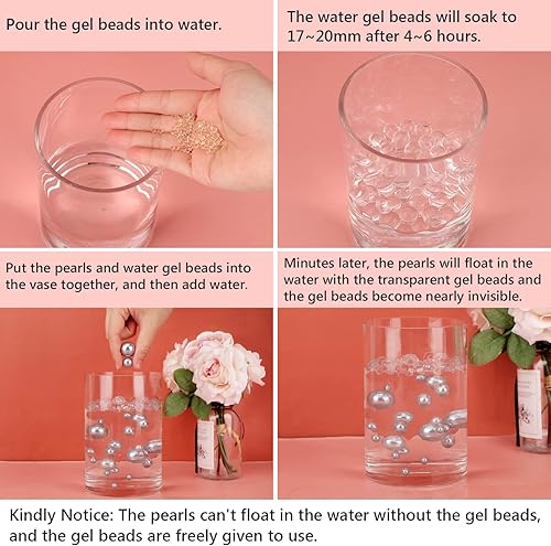 Miniatura 4 de Suream Cuentas flotantes plateadas de varios tamaños, 8140.787 in, 500 cuentas artificiales sin agujero y 4600 cuentas de agua de gel para relleno