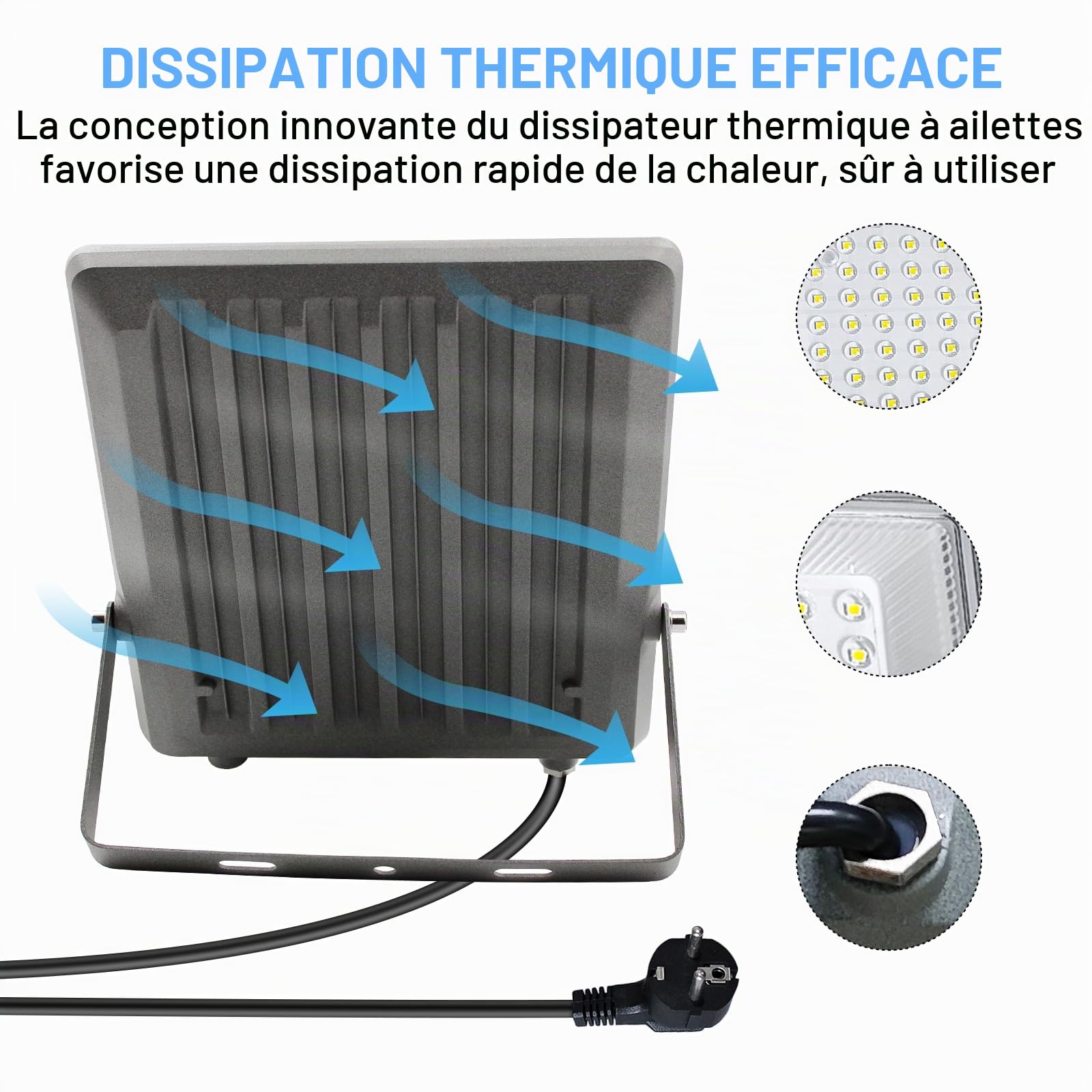 Projecteurs LED 150W, Lot de 2 15000LM Projecteurs Led Extérieur IP66 étanche Spot LED extérieur 6500K Blanc Froid Lampe led exterieur Eclairage de Sécurité pour Cour,Jardin,Garage,Entrée