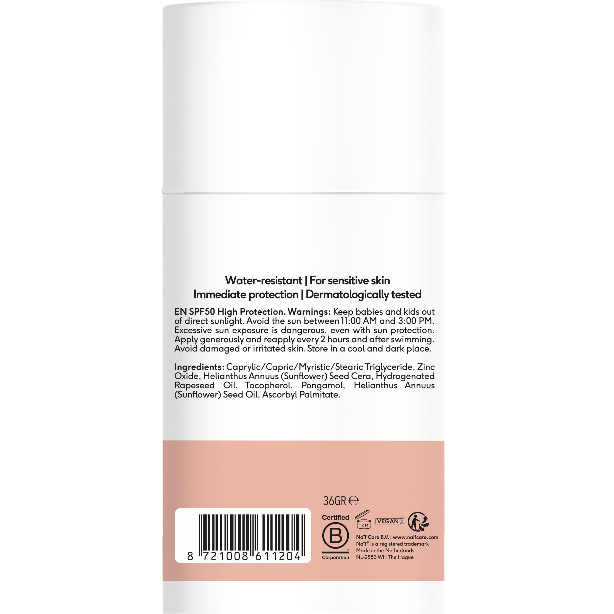 Naïf Stick Solaire Minéral Bébé & Enfant SPF 50 – 0% parfum, sans microplastiques, huiles minérales ni silicones, protection UVA/UVB, résistant à l’eau, testé dermatologiquement – 36 g