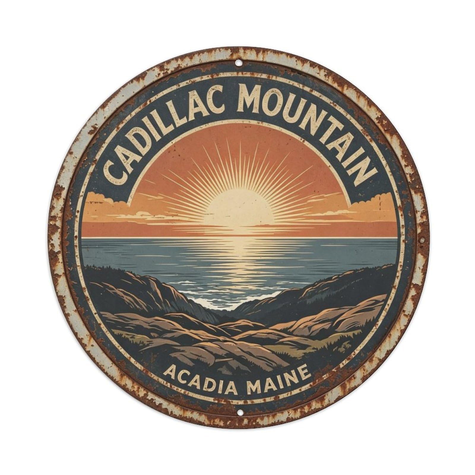 Cadillac Mountain Acadia Maine Metal Tin Sign Plaque