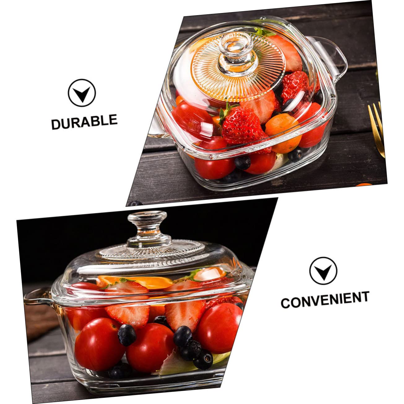 VILLCASE Rechteckige Dickwandige Transparente Glas schüssel mit Deckel Hitzebeständig Ofen Mikrowellengeeignet als Kühlschrank Suppenbehälter für Zuhause und Gastronomie