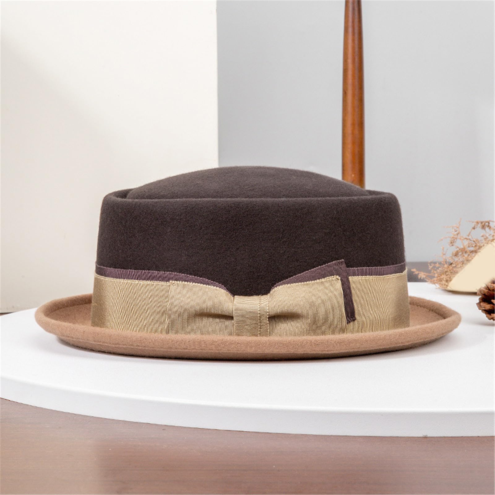 LUOFENG Cappello di lana Fedoras Panama esotico elegante Homburg per le donne Lady Photo Props Western per Stage Live Show Headwear