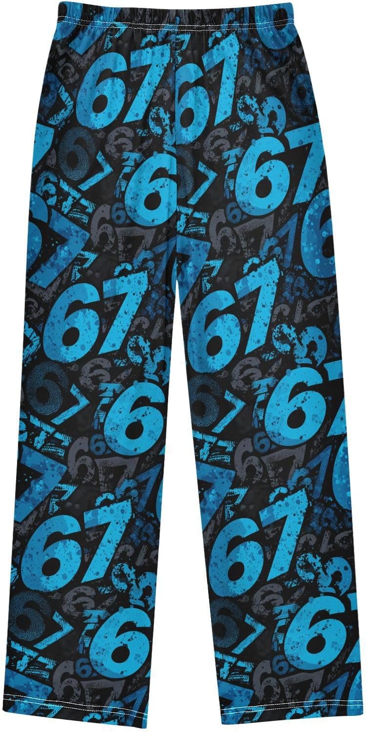Pfrewn 67 Pattern Pajama Pants Soft PJ Long Sleep Lounge Bottoms Ages 6-14 Years - Image 2