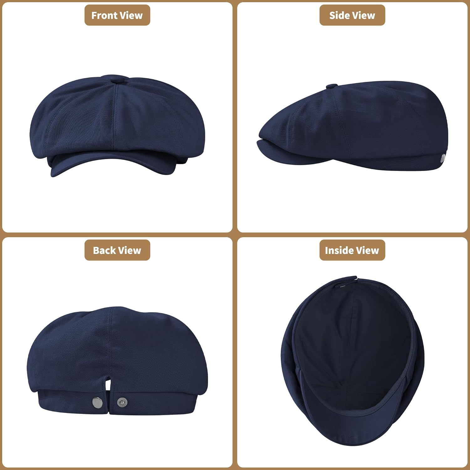KUJUHA Newsboy Cap for Men Flat Cap 100% Cotton Irish Gatsby Ivy Golf Cabbie Hat Driving Hat
