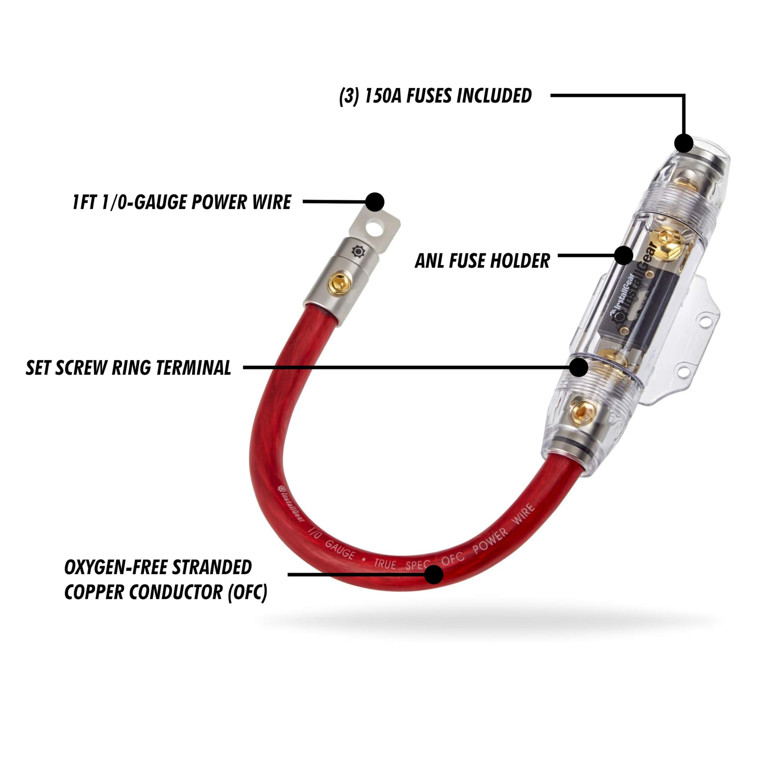 Car Audio Fuse Block QWORK 1Ft Power Wire 8 Gauge AWG With