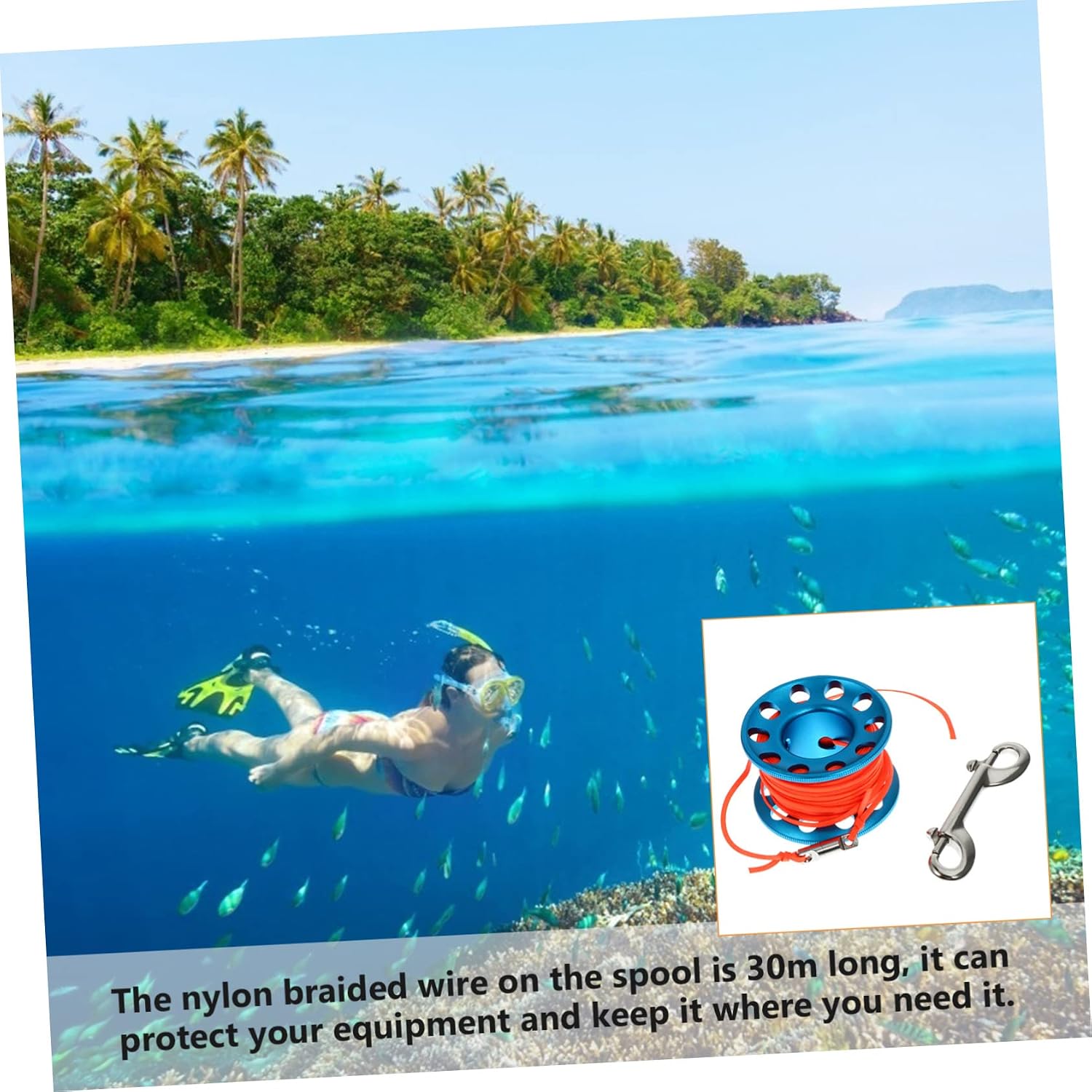 Abaodam Dive Gear Spool Buoy Line Aluminum Alloy Reel for Scuba Diving Snorkeling Cave Exploration