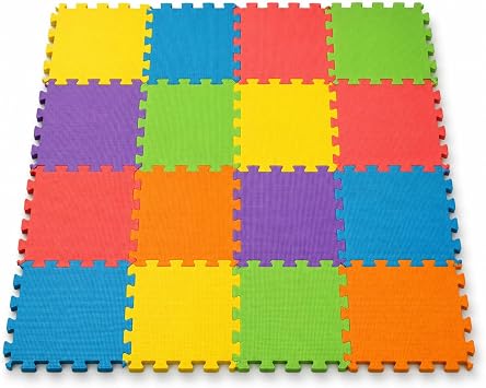 Interlocking EVA Foam Floor Mats 30x30cm, Extra Thick Soft Puzzle Tiles for Yoga, Gym, Kids Play Area, Home Workout, Exercise, Non Slip Protective Matting (Multicolor, 9Mats without Bordder)