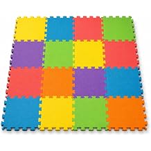 Interlocking EVA Foam Floor Mats 30x30cm, Extra Thick Soft Puzzle Tiles for Yoga, Gym, Kids Play Area, Home Workout, Exercise, Non Slip Protective Matting Multicolor, 9Mats without Bordder