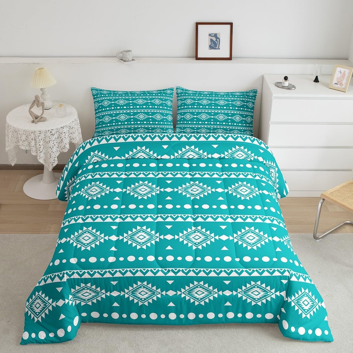 Erosebridal Western Aztec Comforter Set King Size, Bohemian Decor Bedding Set for Boys Girls Women Men Bedroom, Exotic Tribal Down Comforter, Geometric Southwestern Farmhouse Quilt