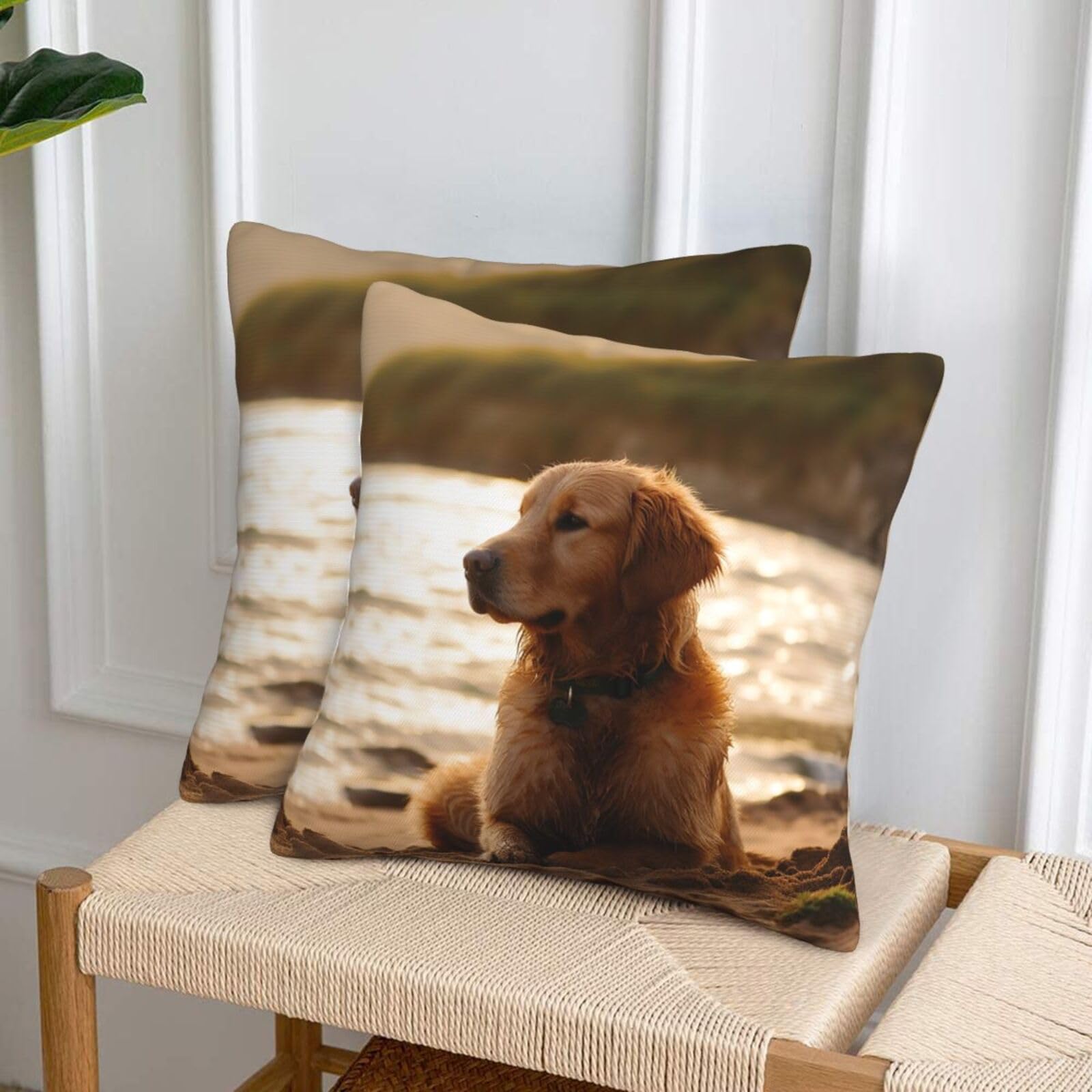 NONHAI Decorative Throw Pillow Covers Set of 2, 12"x12" Square Cushion Case Soft Comfy Retriever Throw Pillows for Couch Cushion Livingroom Farmhouse Home Decor Pillowcases