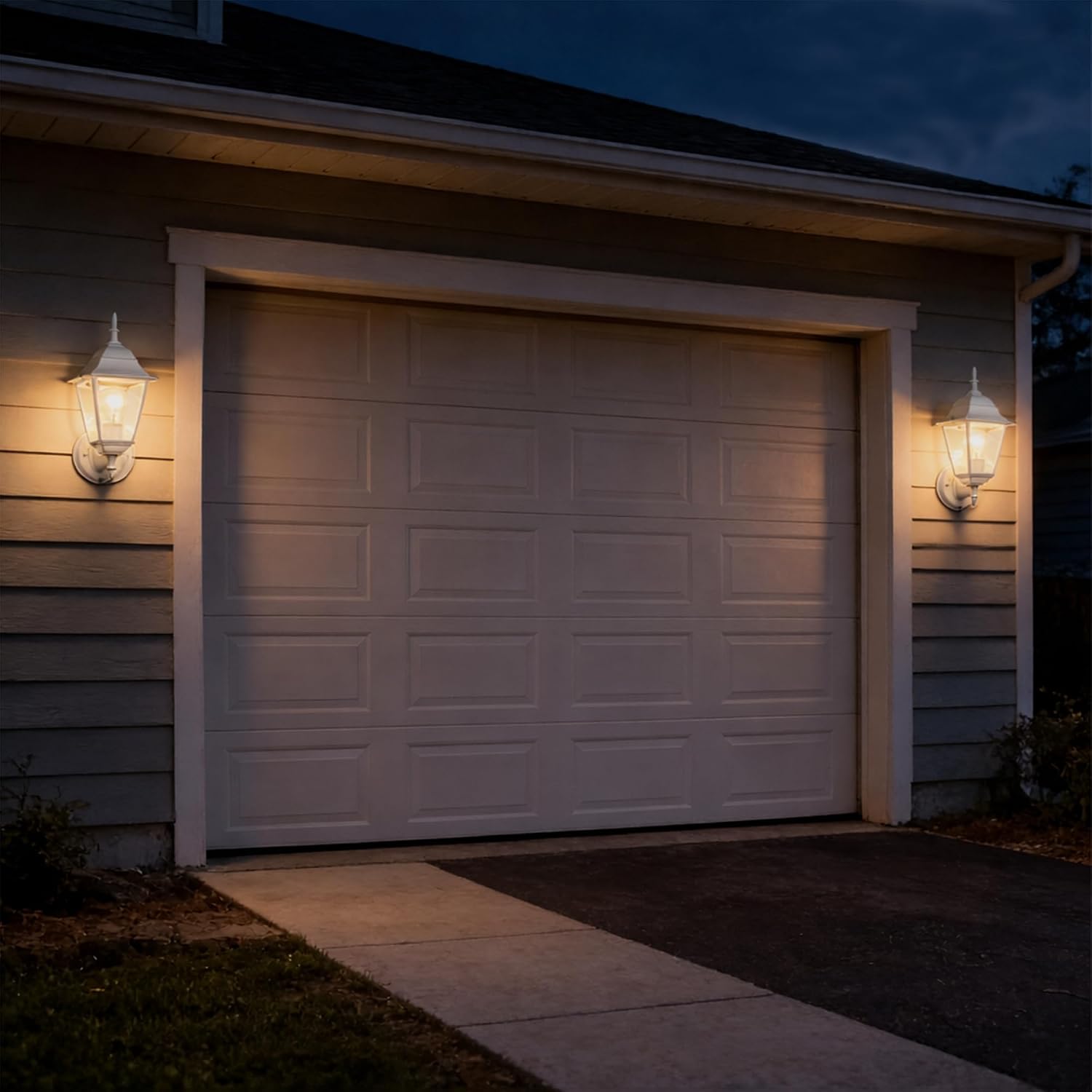 Dusk to Dawn Outdoor Porch Light Wall Mount, 2 Pack White Outside Porch Lights for House, Waterproof Sensor Wall Sconce Lights for Front Door, Garage, Entryway (Bulbs Not Included)