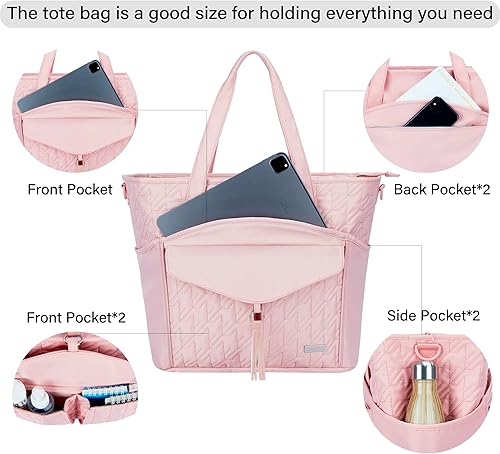 Vista 5 de Bolsa de mano para profesores de utilidad para mujeres, bolsas de trabajo acolchadas grandes para enfermeras con bolsillos para laptop de 15.6