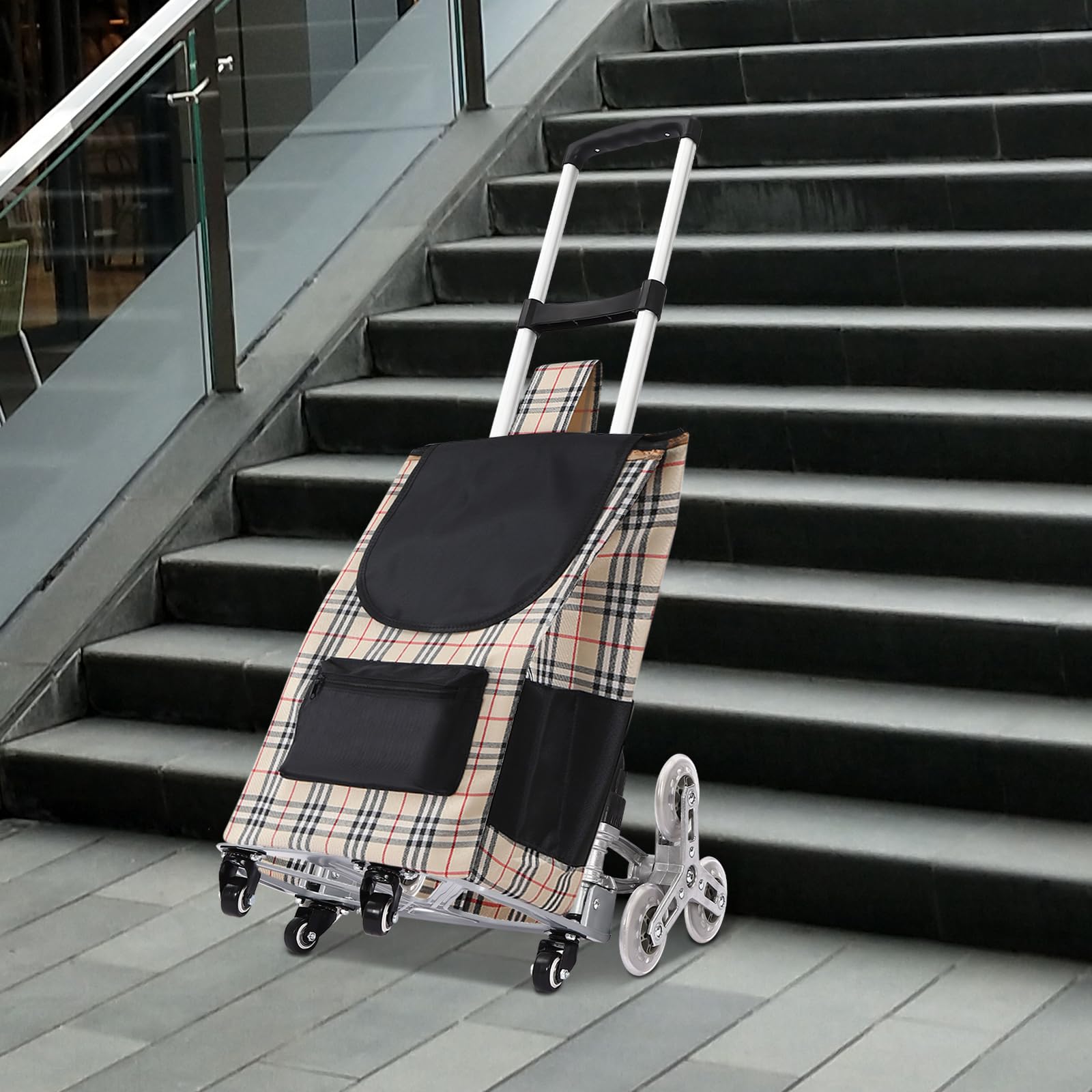 Składany wózek schodowy 70 kg, regulowana wysokość, wózek schodowy, z uchwytem i elastycznym sznurkiem, składany wózek wspinaczkowy, do transportu, podróży, bagażu
