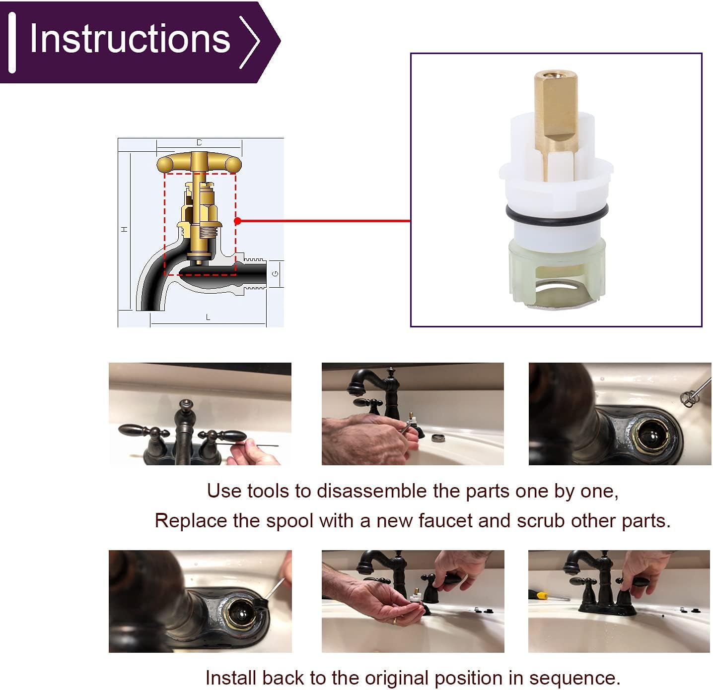RP25513 Faucet Stem Replacement Kit Compatible with Delta Faucet, with RP4993 Seat and Spring (2 Pack)