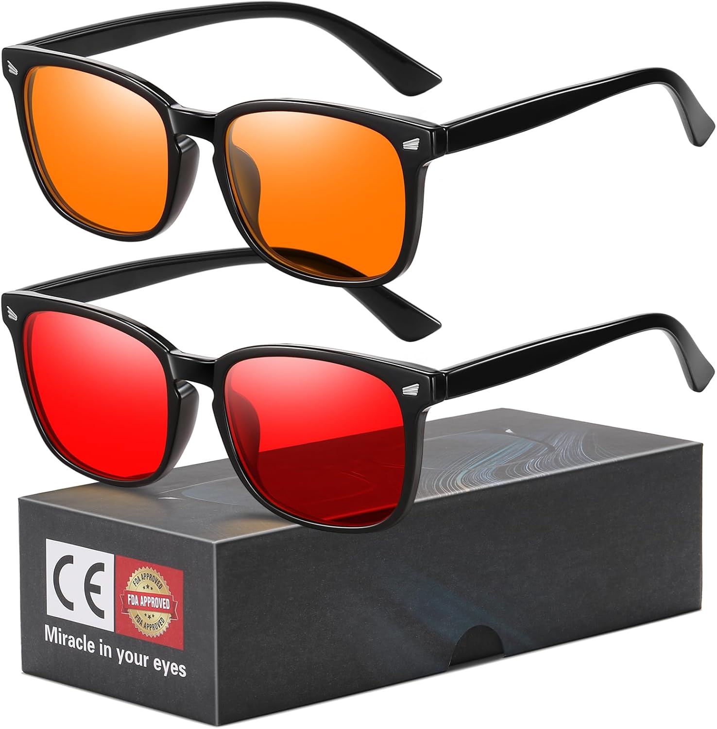 Okany Blue Light Blocking Glasses for Gaming & Sleep – Dual Lens Amber Day & Red Night Glasses, Block 99% Blue Light