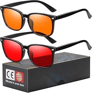 Okany Blaulichtfilter Brille für Gaming, Arbeit, PC & Schlaf – Doppelglas Amber Tag & Rot Nacht, Blockiert 99% Blaues Licht, Reduziert Augenbelastung