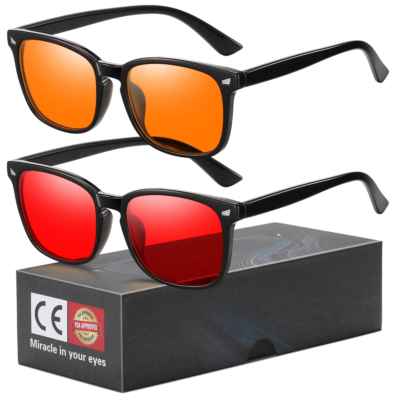 Okany Occhiali Anti Luce Blu per PC & Gaming – Lenti Doppie Ambra Giorno & Rosse Notte, Filtro 99% Luce Blu, Occhiali Leggeri per Computer da Uomo e Donna