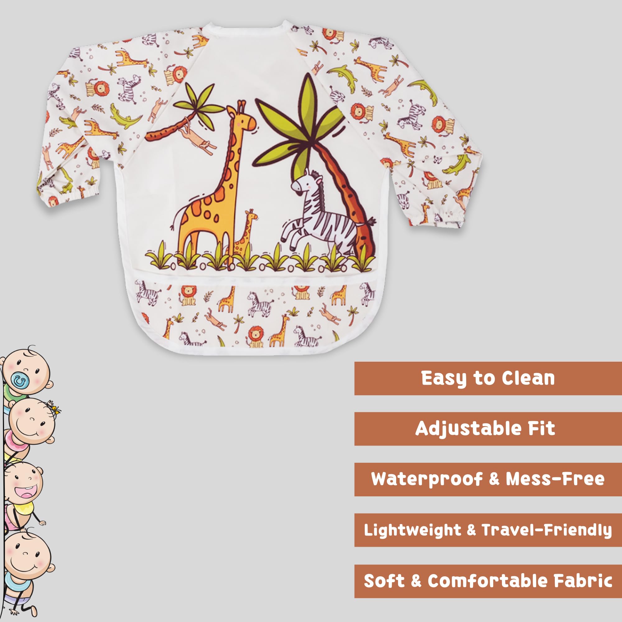 Baby Bibs for Feeding - Waterproof, Soft, Adjustable - Easy to Clean, Lightweight, Comfortable for Infants and Babies (1, Giraffe) - Image 4