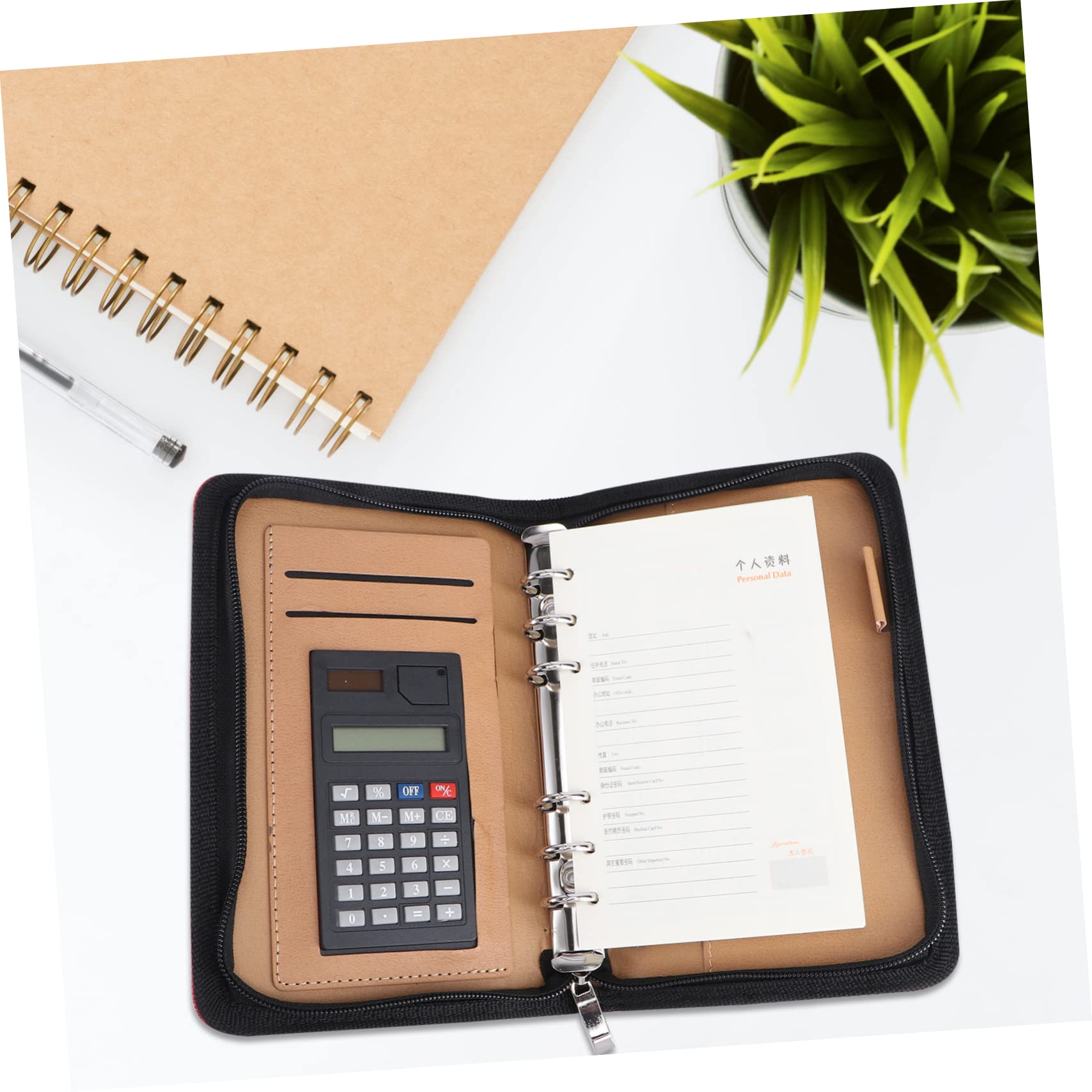 Happyyami Agenda con Copertina PU e Calcolatrice Business con Zip Organizer per Viaggi e Ufficio