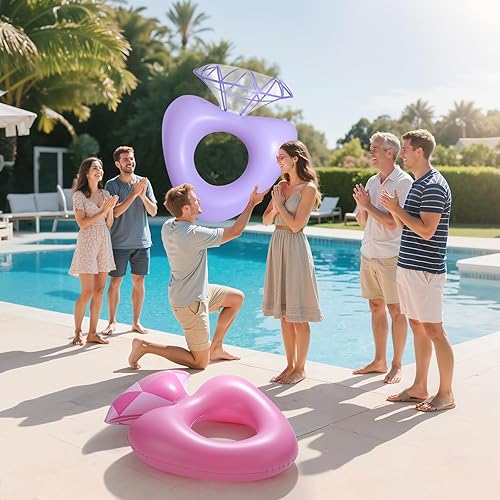 Miniatura 26 de HeySplash Anillos de natación inflables con purpurina, flotador de piscina de verano en forma de flor, flotadores de tubo flotador, juguetes