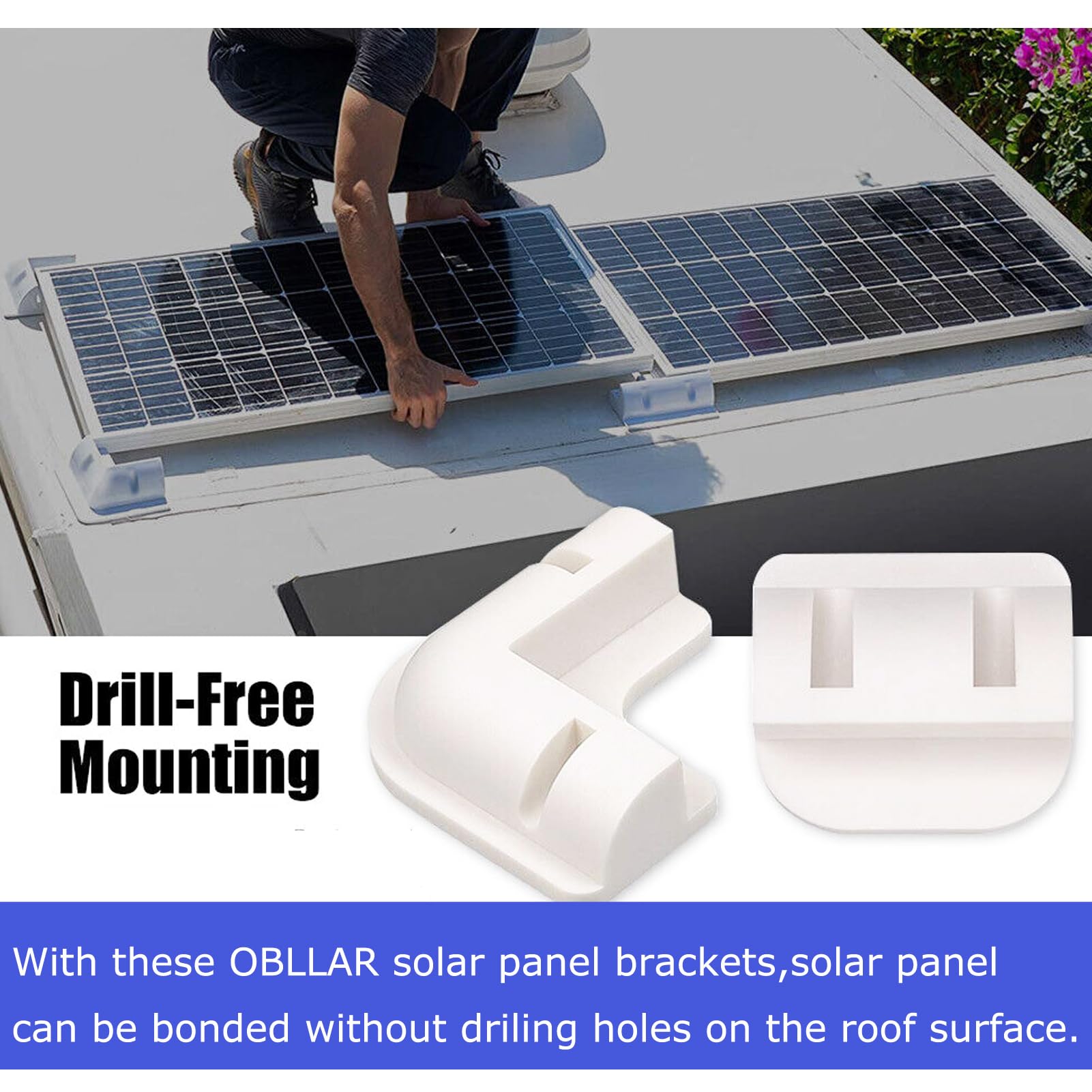 6 Pcs ABS Plastic Corner Bracket Solar Panel Roof Drill Free Mount for