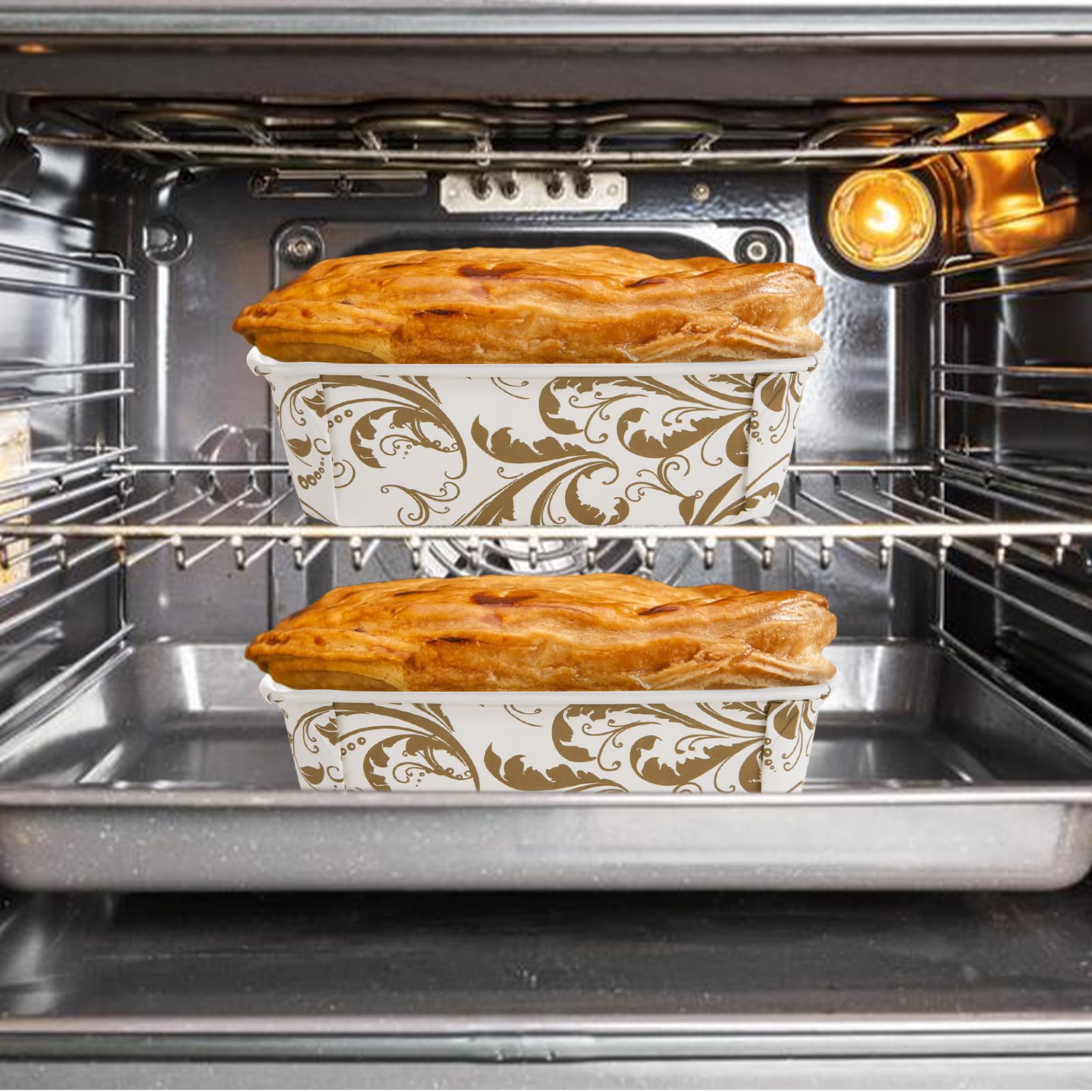 WOPPLXY 100 Stück Papier-Kastenformen, 19 x 8,9 x 6,1 cm, Einweg-Papier-Backformen, rechteckige Papier-Backform für Brot, Kuchen, Bäckerei, mikrowellengeeignet, gefriergeeignet (Weiß, Kaffee)