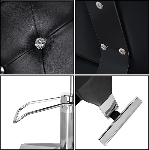 Vista 5 de Winado Silla de peluquería reclinable resistente, silla de salón de peluquería con reposacabezas y reposapiés, giro de 360, altura ajustable, apto