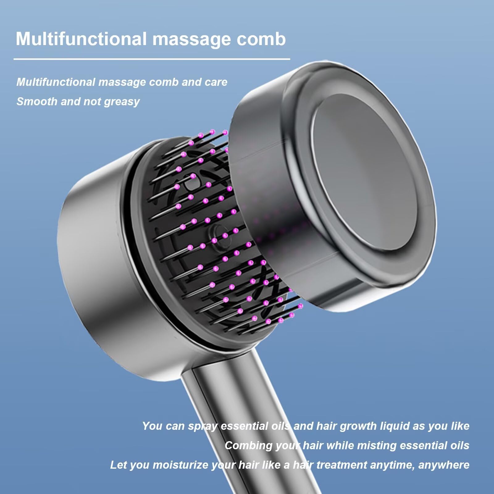 Cepillo masajeador de cuero cabelludo - Peine masajeador de cuero cabelludo eléctrico multifunción Peine de masaje profundo relajante de cabeza portátil y recargable para cabello fino