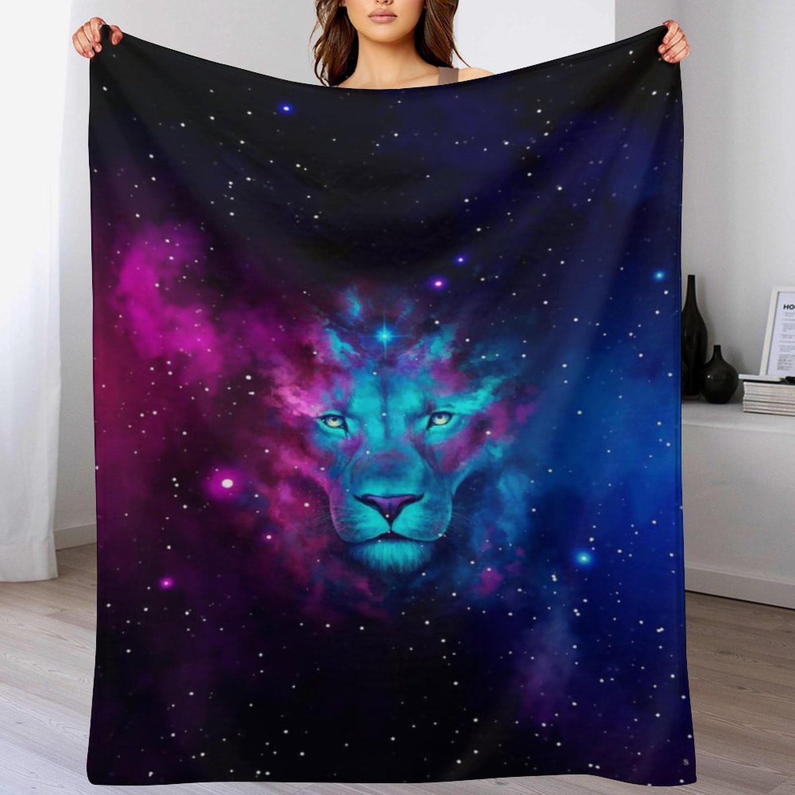 Couverture lion en flannel pour des soirées cocooning au salon