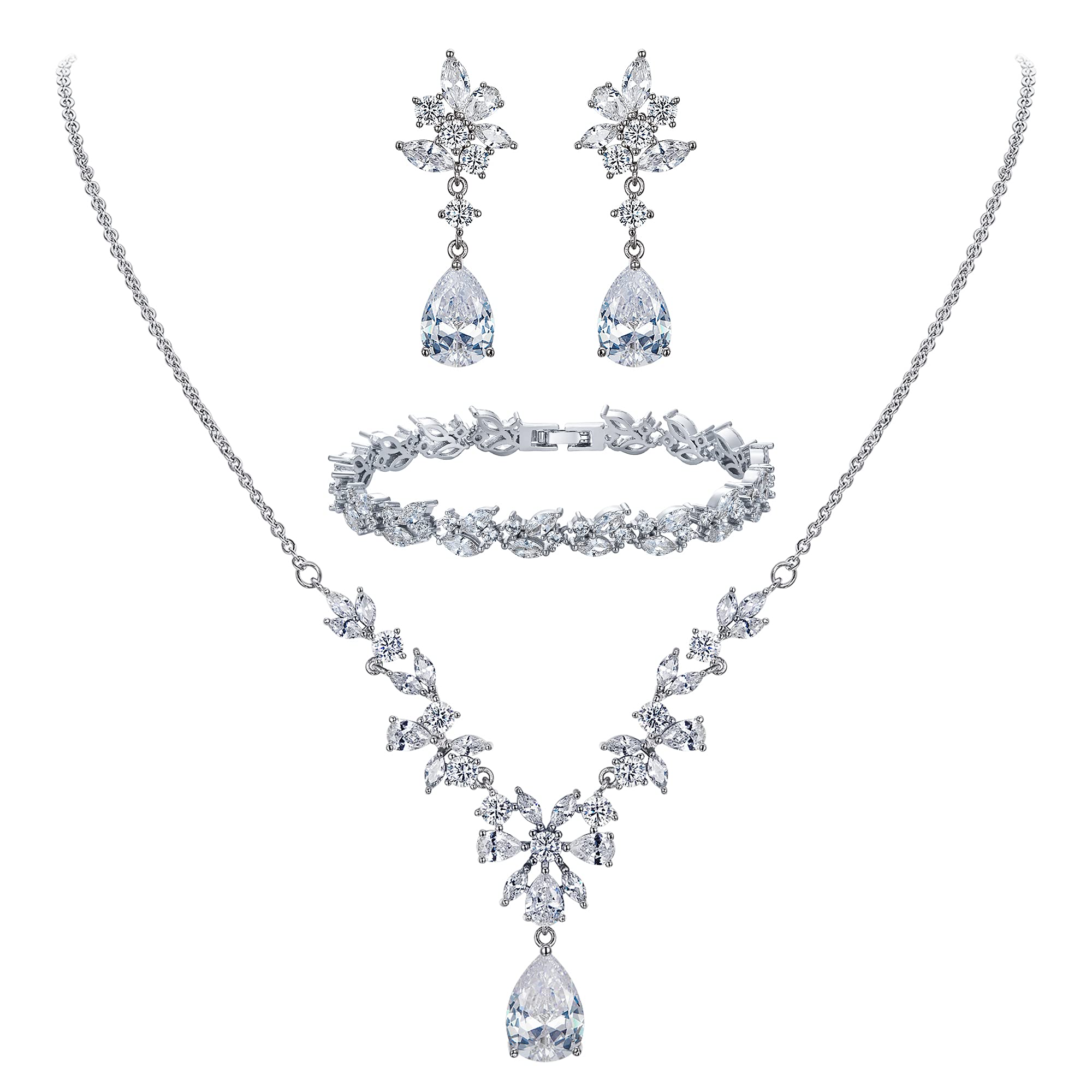EleQueen Women's Wedding Bridal Jewelry Set