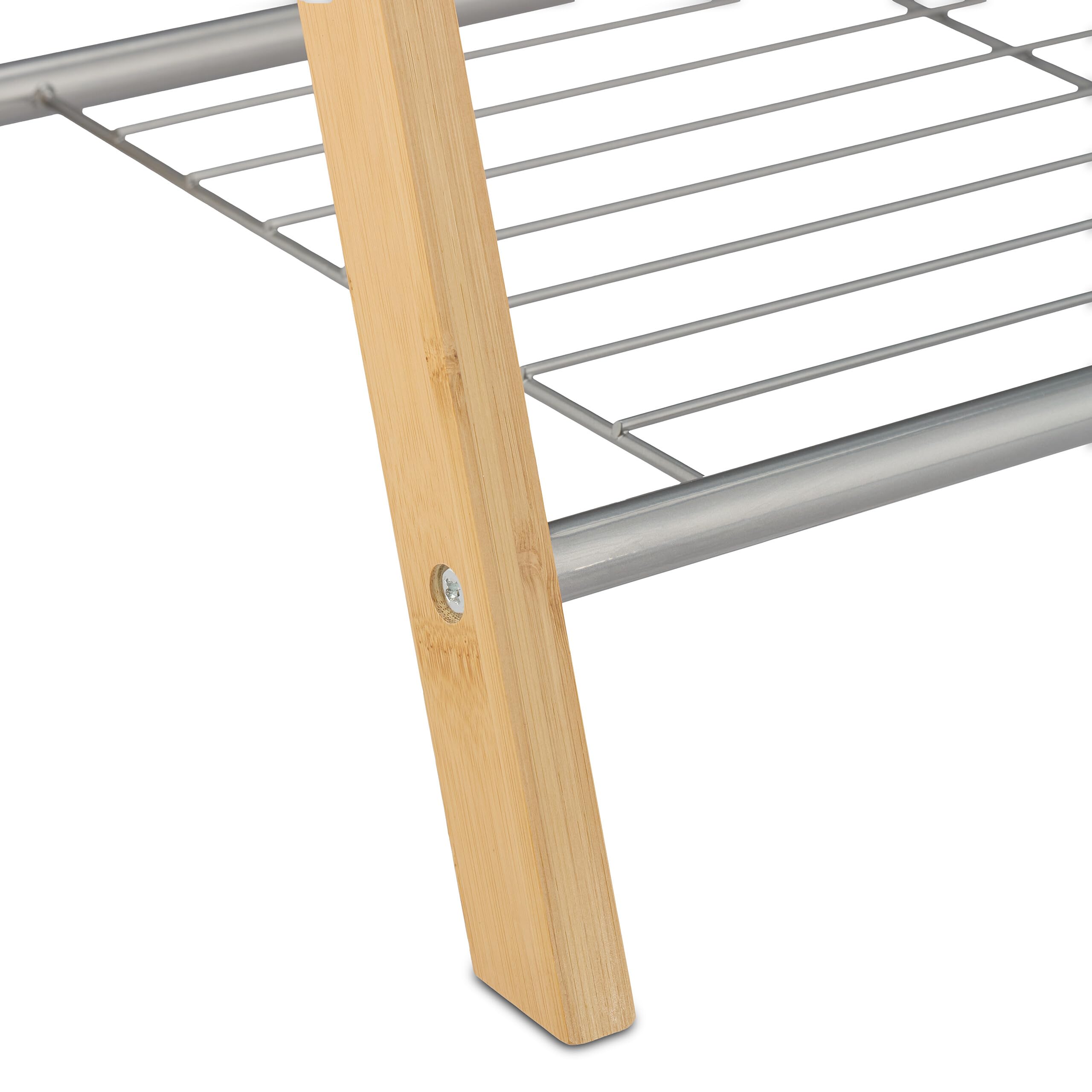 Porte-serviettes 4 Barres En Bambou Et Fer – étagère Incluse – Pour Salle De Bain Ou Cuisine