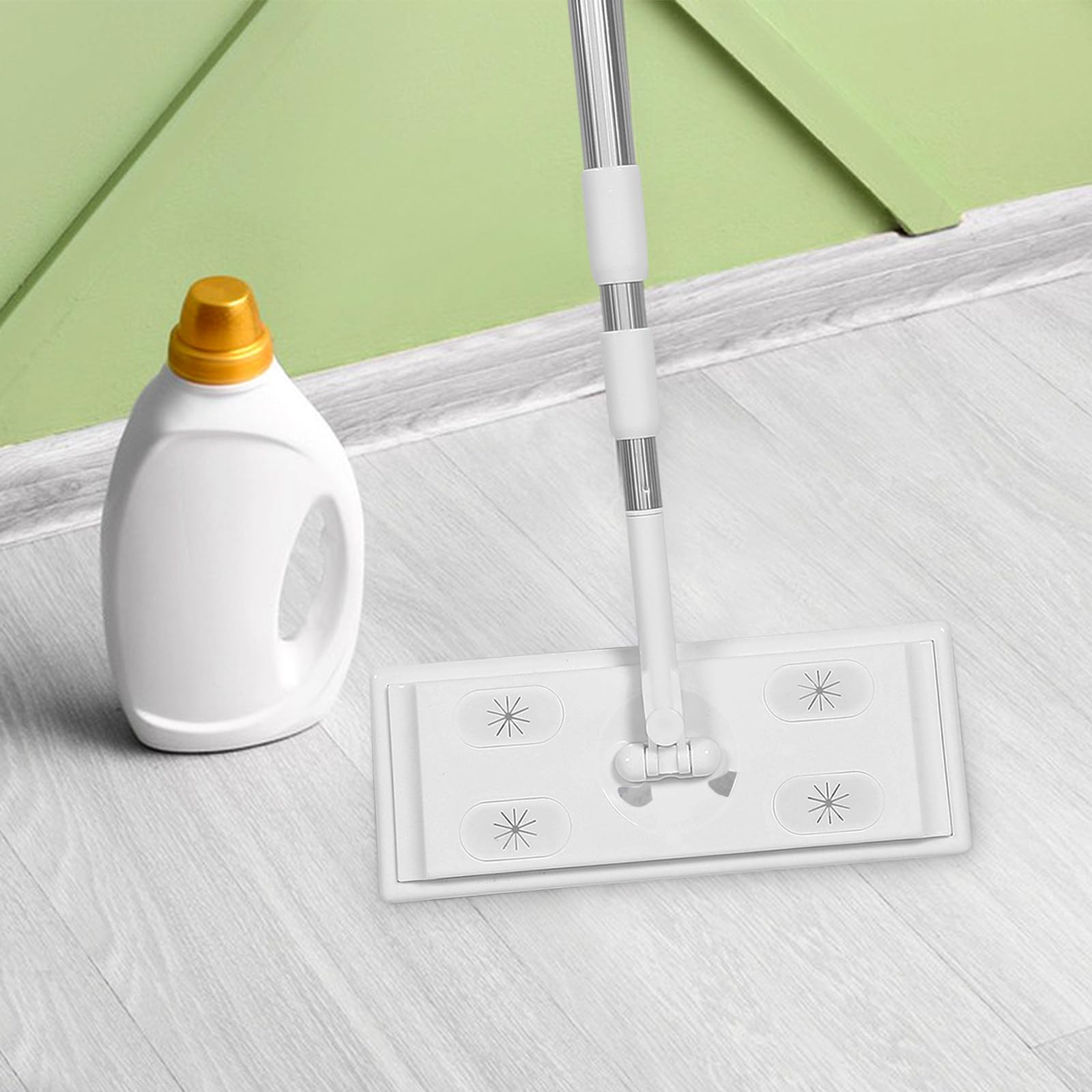 Mopa Plana de Hilo con Varilla Telescópica de Aluminio Recogedor Electrostático de Polvo para Limpieza del Hogar Rotación Duradera y Fácil de Usar