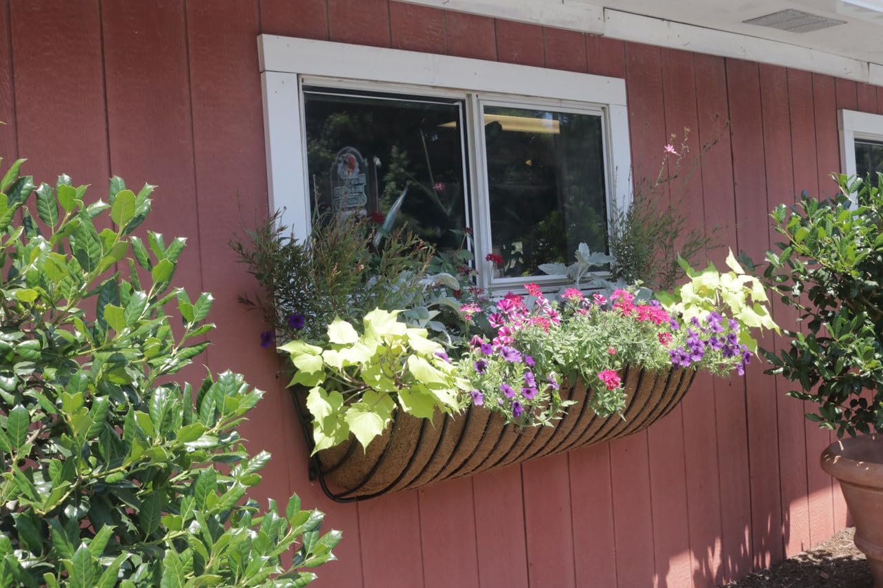 55 in Window Hayrack Planter with Molded Coco Liner - Black - Outdoor