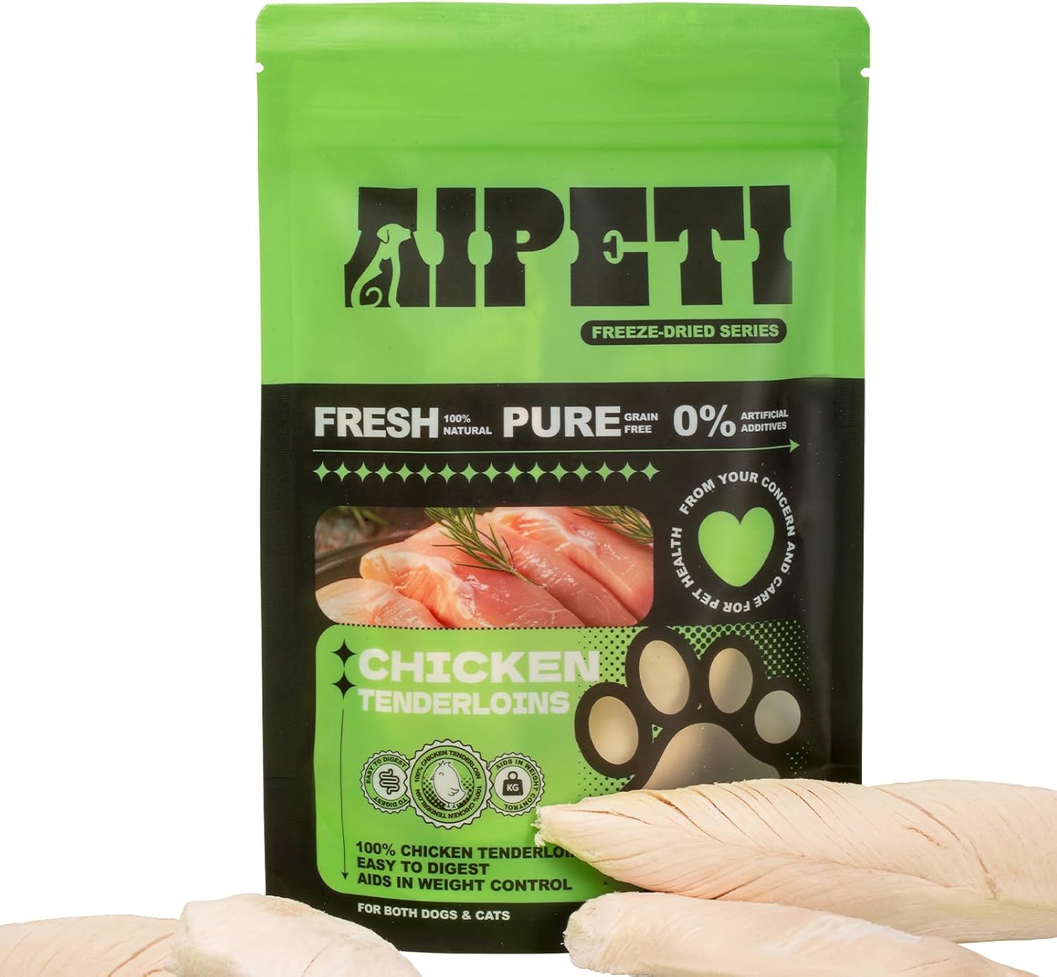 Freeze Dried Chicken Treats for Cats and Dogs - 100% Pure Chicken Breast Tenderloins, 2.47oz (70g) - Single Ingredient Pet Snacks, Grain Free, High Protein Training Rewards & Meal Topper