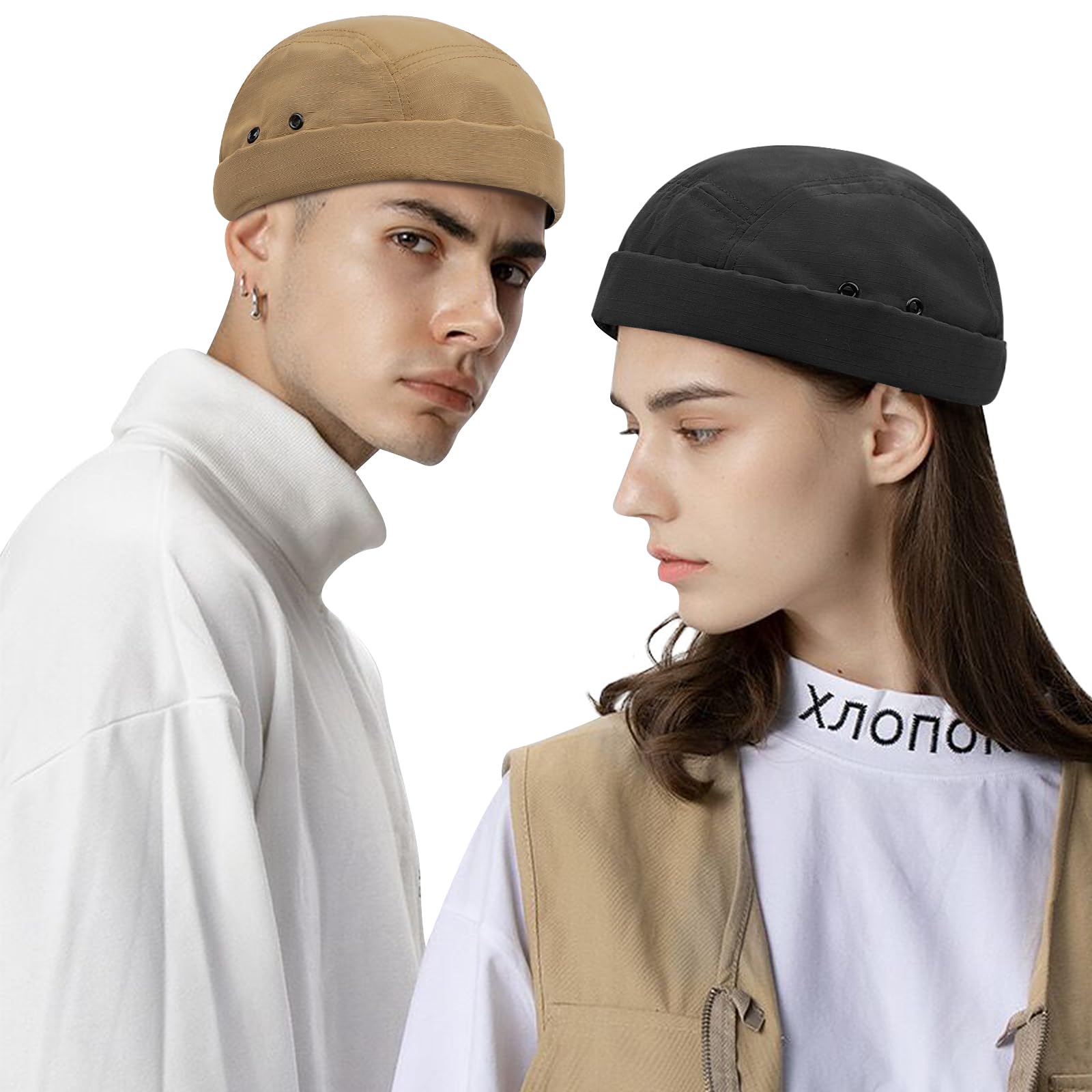 Croogo Sombrero impermeable sin ala de secado rápido, gorro diario de 5 paneles, sombrero casual de cráneo, sombrero retro de trabajador, sombreros de propietario