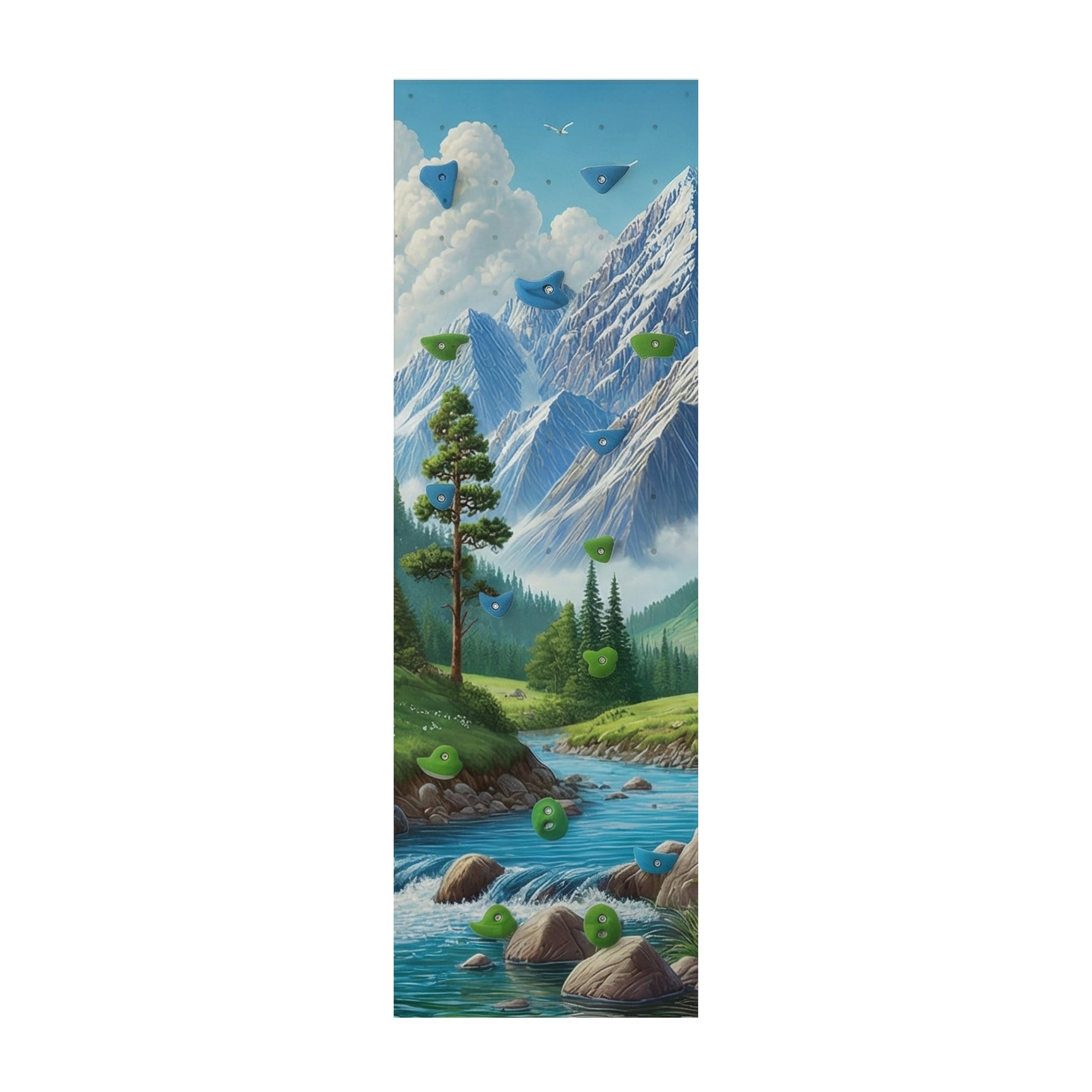 Parete da Arrampicata per Bambini - Gioco da Interno - con 15 Prese da Arrampicata, 3 Pannelli Murali in Compensato di Betulla - Dimensioni 225x75cm - Un'avventura in Montagna