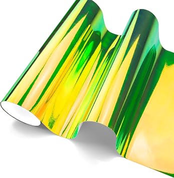 Premium Yellow Green Neo Chrome Rainbow Holographic Vinyl Wrap Sticker Decal Air Release Channel Film - 12"x53" 1FTx4.4FT