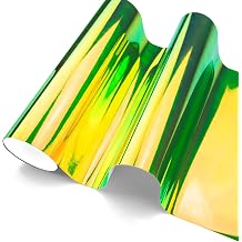 Premium Yellow Green Neo Chrome Rainbow Holographic Vinyl Wrap Sticker Decal Air Release Channel Film - 12"x53" 1FTx4.4FT