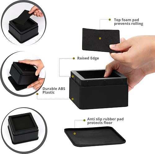 Miniatura 3 de Utopia Bedding Elevadores de cama de 2 pulgadas, paquete de 8, elevadores ajustables para muebles de 2 y 4 pulgadas, espuma antideslizante y