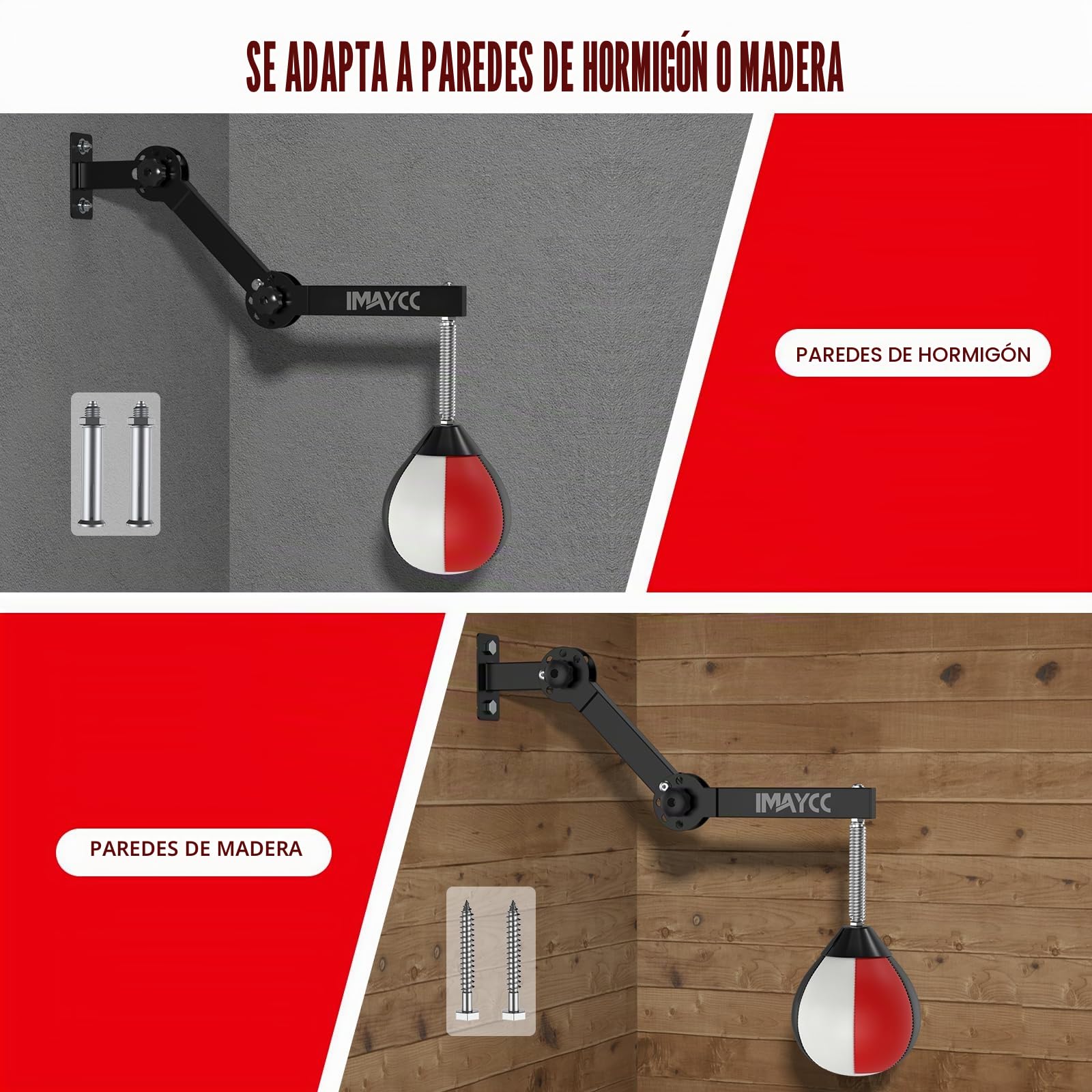 IMAYCC Speedball Boxing Bag - Bolsa de Boxeo con Soporte de Pared, Altura Ajustable, para Boxeo